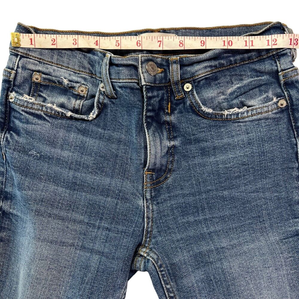 Zara Premium Denim Women's Size 2 Raw Hem Stitch Detail Jeans Mid Rise - Picture 13 of 16